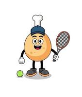 illustrazione di pollo fritto come giocatore di tennis vettore