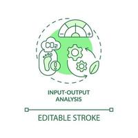 input output analisi concetto verde icona. ricerca scientifica. illustrazione di linea sottile di idea astratta di ecologia industriale. disegno di contorno isolato. tratto modificabile. vettore