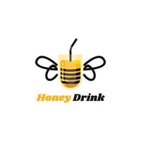 logo della bevanda della bolla della tazza di tè freddo del miele carino vettore