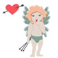 illustrazione vettoriale di carta di buon San Valentino. cupido, cuori, caramelle, diamanti.