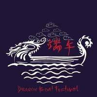 illustrazione vettoriale disegnata a mano del festival della barca del drago