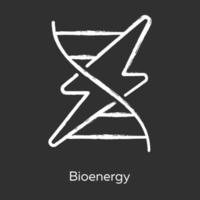 icona del gesso della bioenergia. biocarburante. materia organica per la produzione di energia rinnovabile. segnalazione del corpo tramite impulsi elettrici. convertire la biomassa in energia elettrica. illustrazione di lavagna vettoriale isolata