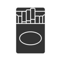 icona del glifo con pacchetto di sigarette aperto. fumare. simbolo della sagoma. spazio negativo. illustrazione vettoriale isolato