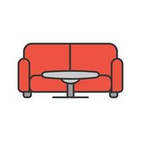 icona del colore del tavolo e del divano. sala d'attesa. illustrazione vettoriale isolata