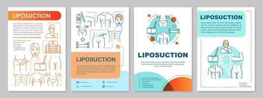 layout del modello di brochure per liposuzione. procedura di rimozione del grasso. volantino, opuscolo, design di stampa di volantini con illustrazioni lineari. layout di pagina vettoriali per riviste, relazioni annuali, manifesti pubblicitari