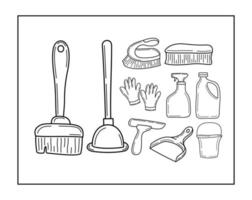 illustrazione degli strumenti di pulizia vettore