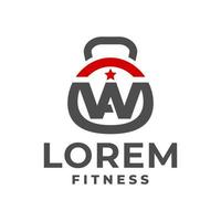 logo palestra con lettera w a. per il logo del centro fitness o qualsiasi attività relativa a palestra, fitness e sport. vettore