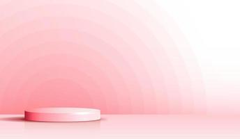 cosmetico su sfondo rosa e display da podio premium per il marchio e il confezionamento della presentazione del prodotto. palco in studio con ombra e sfondo rosa arcobaleno. disegno vettoriale