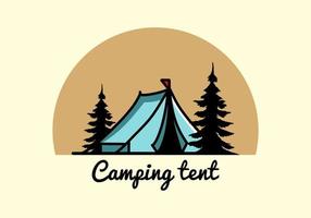 grande disegno dell'illustrazione della tenda da campeggio vettore