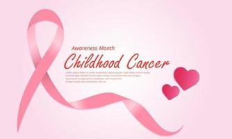vettore della bandiera di progettazione del mese di consapevolezza del cancro dell'infanzia bella. design rosa per la giornata internazionale del cancro dell'infanzia