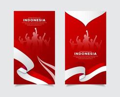 storie di modelli di felice festa dell'indipendenza dell'indonesia. raccolta di storie di design del giorno dell'indipendenza dell'indonesia vettore