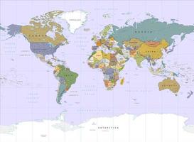mappa del mondo politico vettoriale dettagliata