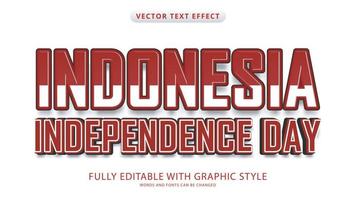 effetto testo giorno dell'indipendenza indonesiana modificabile con stile grafico vettore