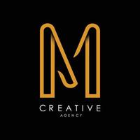 m logo lettera monogramma. con linee arancioni e illustrazione vettoriale moderno e minimalista dall'aspetto creativo.