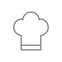 eps10 icona della linea del cappello da cuoco grigio vettoriale isolata su sfondo bianco. simbolo del contorno del cappuccio dello chef in uno stile moderno e alla moda semplice e piatto per il design, il logo, il pittogramma e l'applicazione mobile del tuo sito web