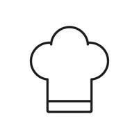 eps10 icona della linea del cappello da chef nero vettoriale isolata su sfondo bianco. simbolo del contorno del cappuccio dello chef in uno stile moderno e alla moda semplice e piatto per il design, il logo, il pittogramma e l'applicazione mobile del tuo sito web