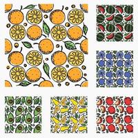 insieme di diversi modelli di frutta senza soluzione di continuità. sfondo di frutta vettoriale doodle