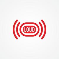 modello di progettazione logo musica ad alto volume. concetto di marchio di vibrazione del suono isolato su priorità bassa bianca. identità di colore rosso. vettore