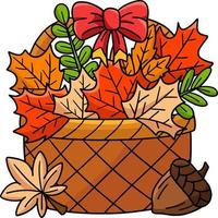 clipart del fumetto delle foglie di autunno del cestino del ringraziamento vettore