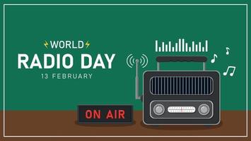 Fondo del modello dell'illustrazione della giornata radiofonica mondiale vettore