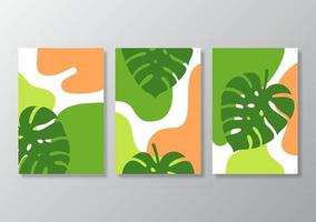 il poster astratto delle foglie tropicali copre lo sfondo vettore
