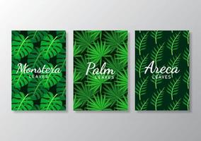 set di foglie tropicali poster copre lo sfondo vettore