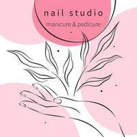 belle mani femminili con manicure. design per nail studio per post e storie sui social media. illustrazioni vettoriali
