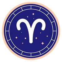 segno dell'oroscopo ariete. elemento rotondo di astrologia esoterica per logo o iconn. elemento zodiacale per oroscopo e previsioni astrologiche. vettore