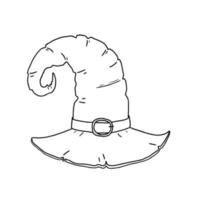 cappello da strega in stile doodle. elemento di halloween disegnato a mano. design semplice per la celebrazione delle vacanze. vettore