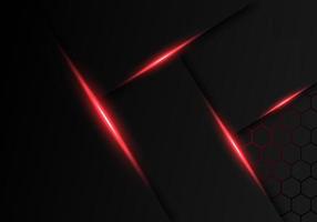 astratto grigio scuro metallico sovrapposizione luce rossa esagono design moderno lusso tecnologia futuristica sfondo vettore