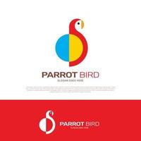 design del logo dell'uccello di amore del pappagallo vettore