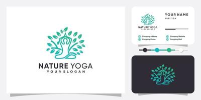 logo di yoga della natura con il vettore premium di concetto astratto moderno