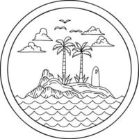 disegno vettoriale spiaggia logo contorno