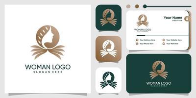 logo donna con vettore premium di concetto creativo moderno