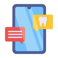 icona della chat dentale mobile, vettore modificabile