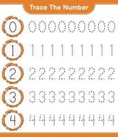 rintracciare il numero. numero di tracciamento con cookie. gioco educativo per bambini, foglio di lavoro stampabile, illustrazione vettoriale