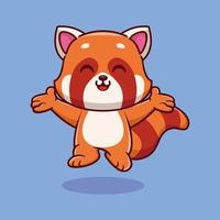 illustrazione dell'icona di vettore del fumetto di salto felice del panda rosso sveglio. concetto di icona della natura animale isolato vettore premium