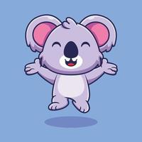 illustrazione dell'icona di vettore del fumetto di salto felice del koala sveglio. concetto di icona della natura animale isolato vettore premium