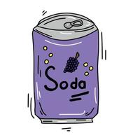 lattina di soda di doodle di cartoni animati colorati. illustrazione vettoriale