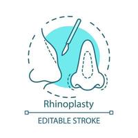 icona del concetto di rinoplastica. illustrazione di linea sottile di idea di lavoro del naso. rimodellare il naso. la respirazione migliora. chirurgia estetica del viso. disegno di contorno isolato vettoriale. tratto modificabile vettore