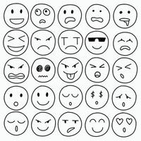 raccolta di disegno a mano libera di emoticon. vettore