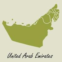 doodle disegno a mano libera della mappa degli Emirati Arabi Uniti. vettore