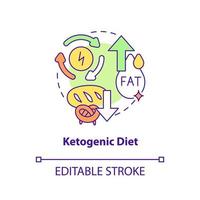 icona del concetto di dieta chetogenica. nutrizione ad alto contenuto di grassi e basso contenuto di carboidrati. diete alla moda astratta idea linea sottile illustrazione. disegno di contorno isolato. tratto modificabile. vettore