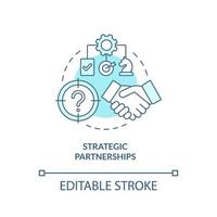 icona del concetto turchese delle partnership strategiche. collaborare alla crescita. illustrazione di linea sottile di idea astratta di sviluppo del business. disegno di contorno isolato. tratto modificabile. vettore