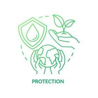 icona del concetto di gradiente verde di protezione. illustrazione di linea sottile di principio di gestione sostenibile del territorio. sviluppo urbano ecologico. disegno di contorno isolato. vettore