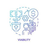 icona del concetto di gradiente blu di fattibilità. illustrazione di linea sottile di idea astratta di gestione sostenibile del territorio. generare reddito. crescita economica. disegno di contorno isolato. vettore