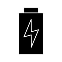 icona del glifo di carica della batteria. indicatore del livello della batteria. simbolo della sagoma. indicatore del livello della batteria. spazio negativo. illustrazione vettoriale isolato