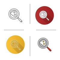 uova fritte sull'icona della padella. design piatto, stili lineari e di colore. illustrazioni vettoriali isolate