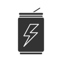 bevanda energetica può icona del glifo. lattina di alluminio con bevanda. simbolo della sagoma. spazio negativo. illustrazione vettoriale isolato