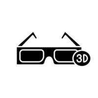 Icona del glifo con occhiali 3d. occhiali anaglifi polarizzati. simbolo della sagoma. spazio negativo. illustrazione vettoriale isolato